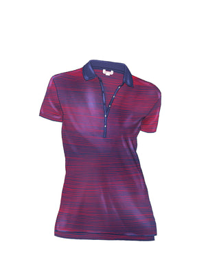 Lady Redd short sleeve knit polo shirt with long placket and sexy curves